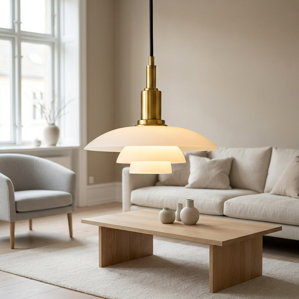 Nordell Pendant Lamp With Glass Accents And Metal Details, Scandinavian Table Light