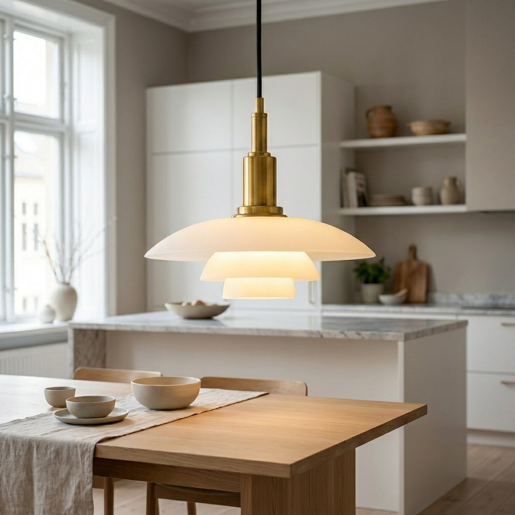 Nordell Pendant Lamp With Glass Accents And Metal Details, Scandinavian Table Light