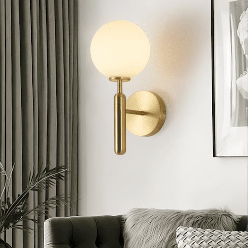 Wandleuchte Einzelkopf Glas E27 warmweiß Metall, elegante Wandbeleuchtung | Euroselle