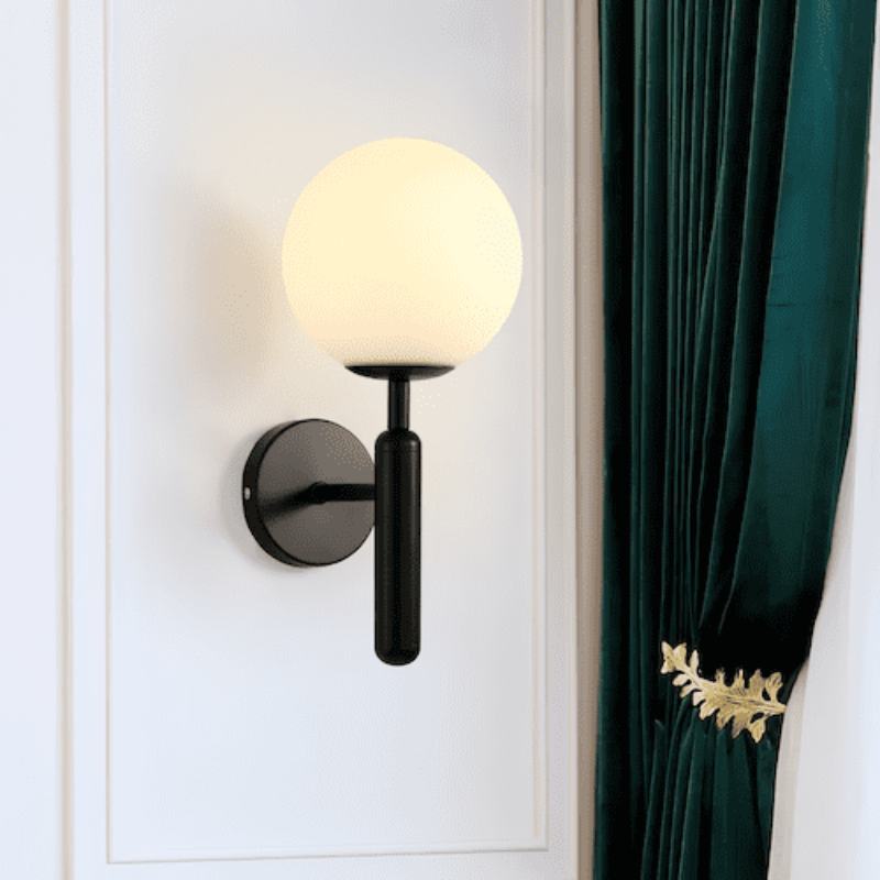 Wandleuchte Einzelkopf Glas E27 warmweiß Metall, elegante Wandbeleuchtung | Euroselle