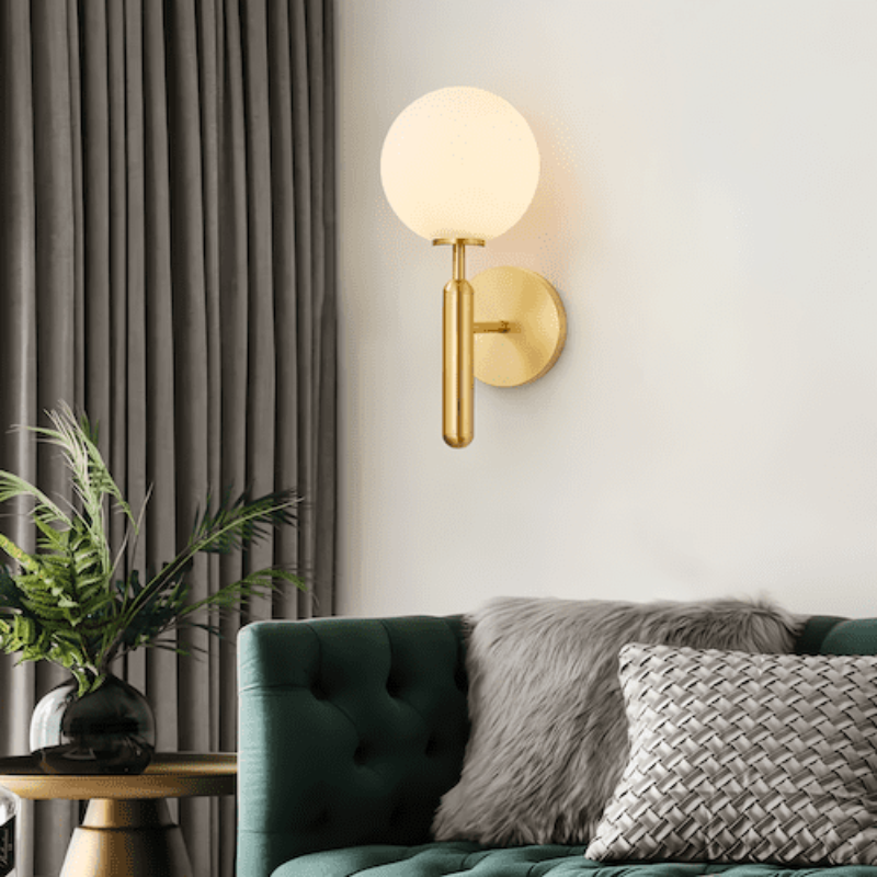 Wandleuchte Einzelkopf Glas E27 warmweiß Metall, elegante Wandbeleuchtung | Euroselle