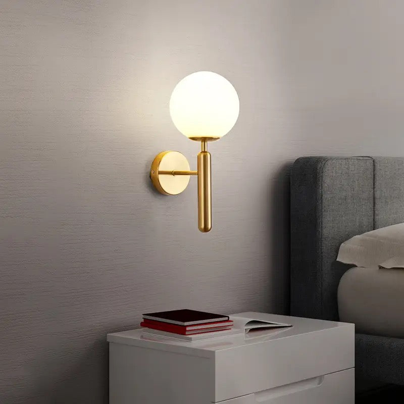 Wandleuchte Einzelkopf Glas E27 warmweiß Metall, elegante Wandbeleuchtung | Euroselle