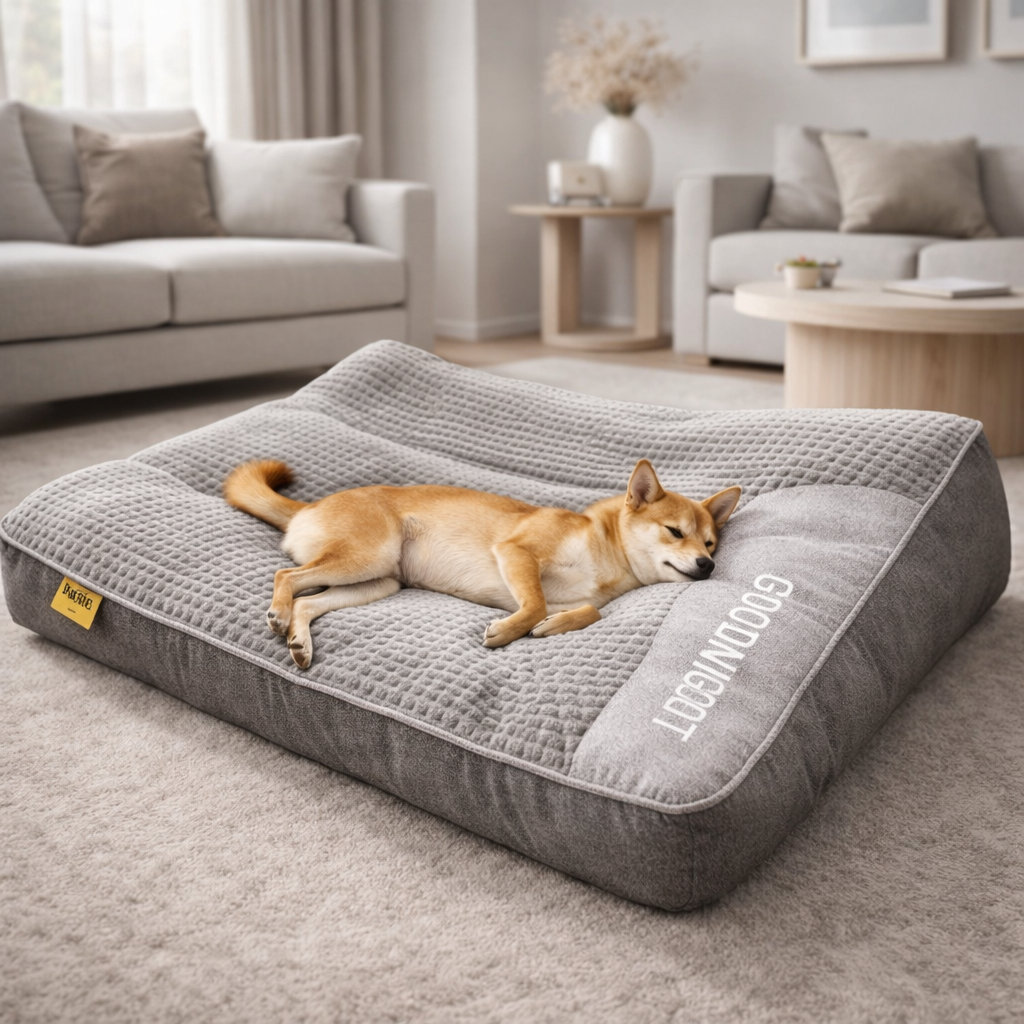 大型犬向けの体をしっかり支えるペット用ベッド - 取り外し可能なカバー付きのベルベット調ボルスターベッド、グレー、47インチ - 中型犬向けの洗濯機で洗えるクッション t