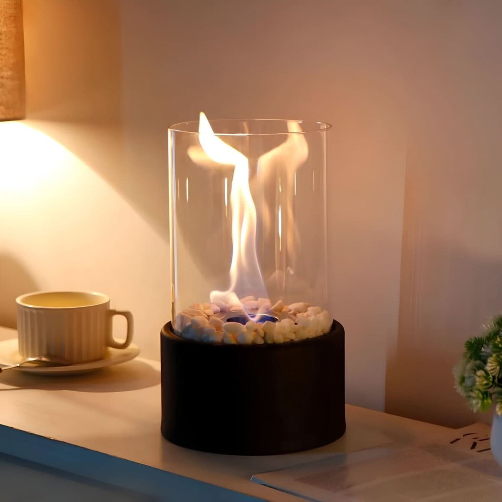 Portable table fireplace designed for clean-burning, smoke-free ambient flame lighting for indoor and outdoor use - Euroselle