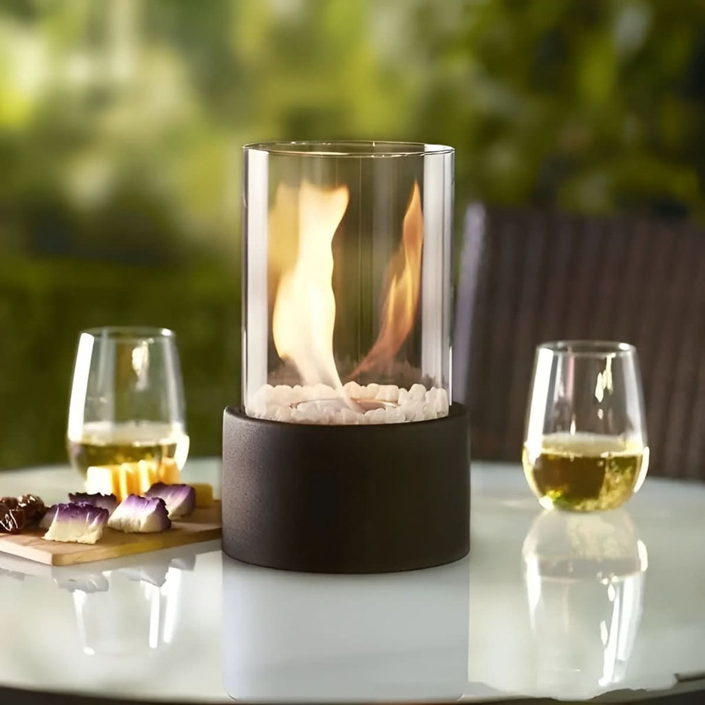 Portable table fireplace designed for clean-burning, smoke-free ambient flame lighting for indoor and outdoor use - Euroselle