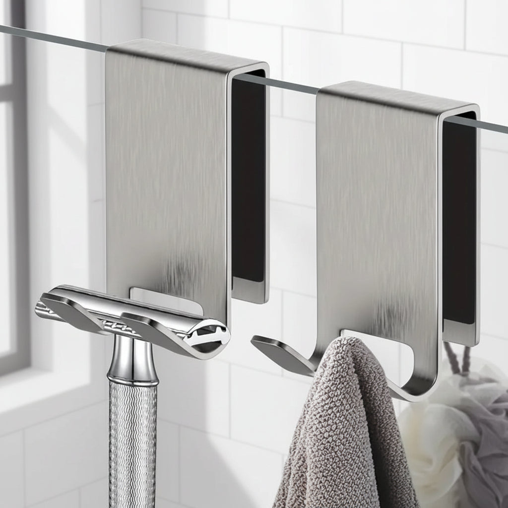 Stainless Shower Hooks for Frameless Glass Doors - Euroselle