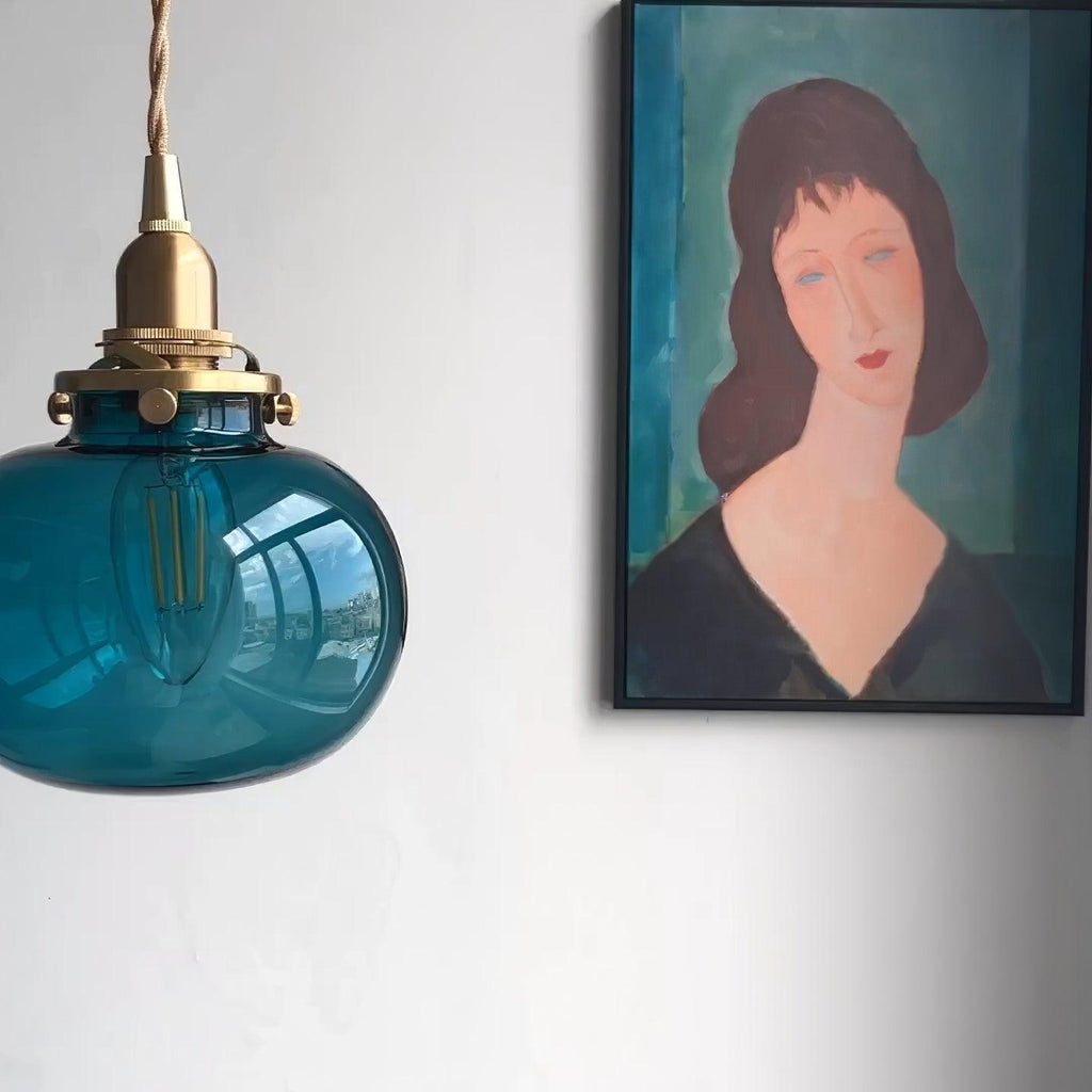 5 tum pendellampa med glaskupa - vintage-mässing, justerbar