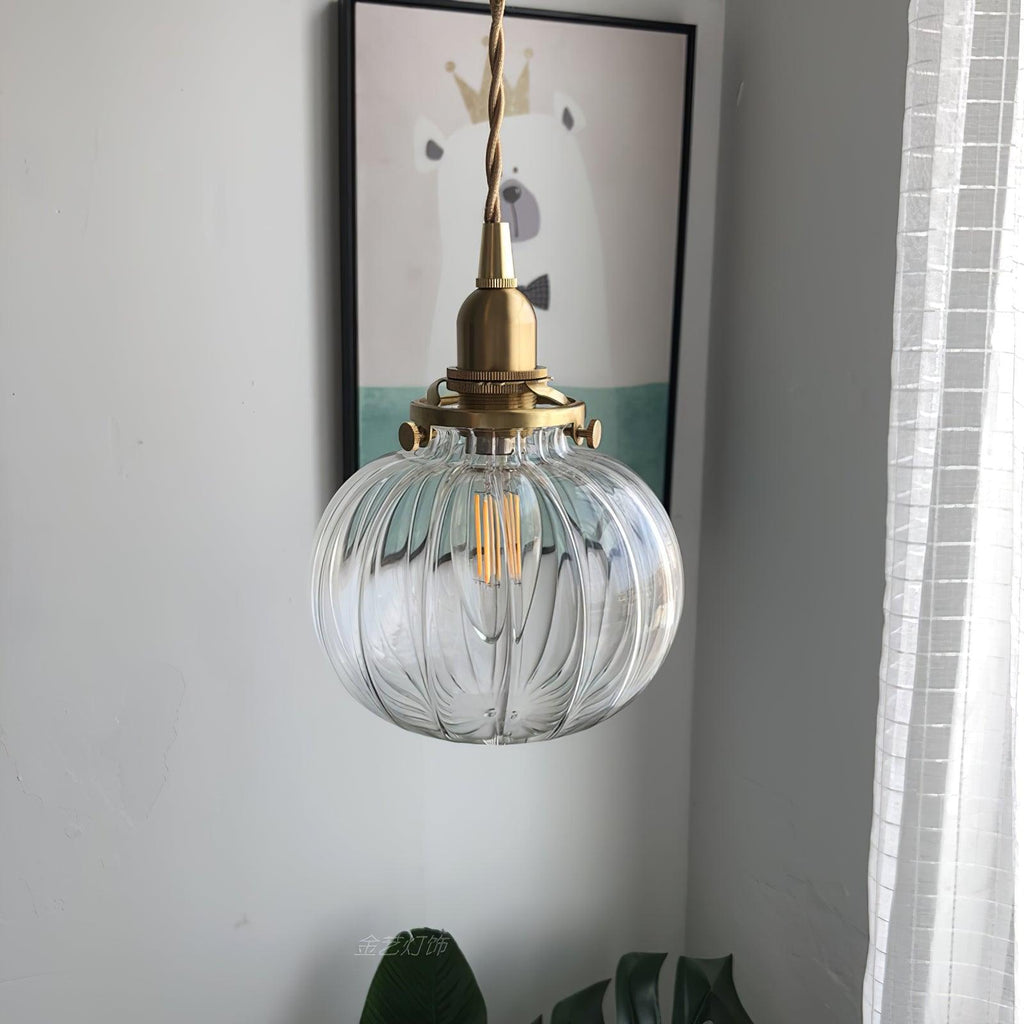 5 tum pendellampa med glaskupa - vintage-mässing, justerbar