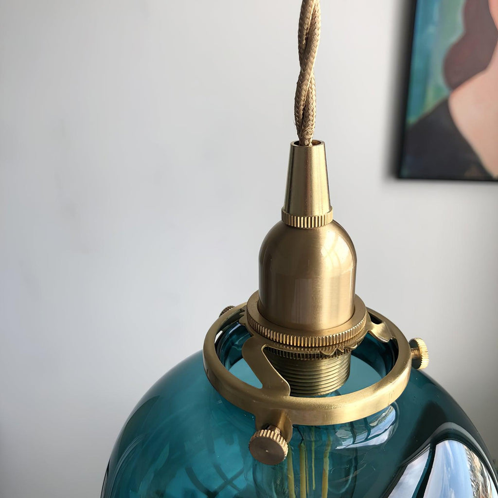 5 tum pendellampa med glaskupa - vintage-mässing, justerbar