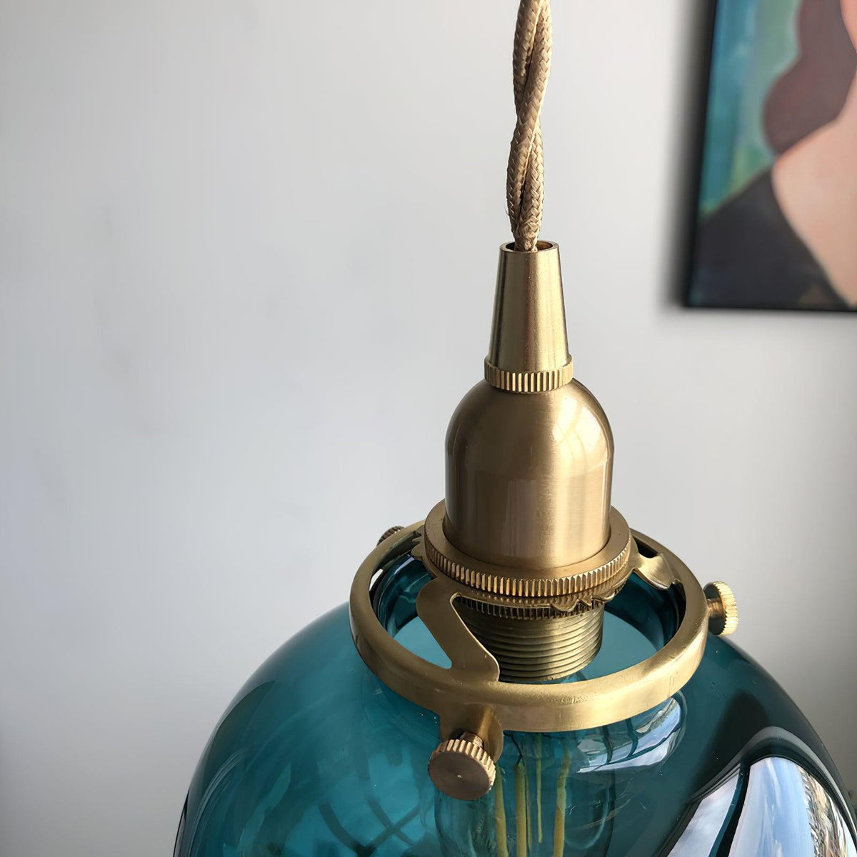 5 tum pendellampa med glaskupa - vintage-mässing, justerbar