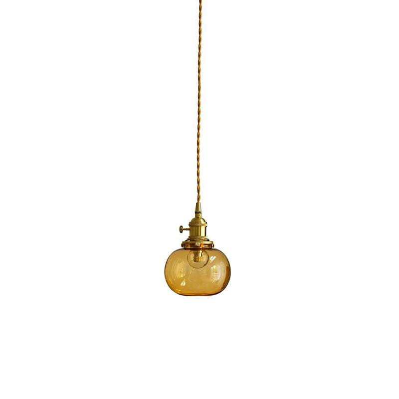 5 tum pendellampa med glaskupa - vintage-mässing, justerbar