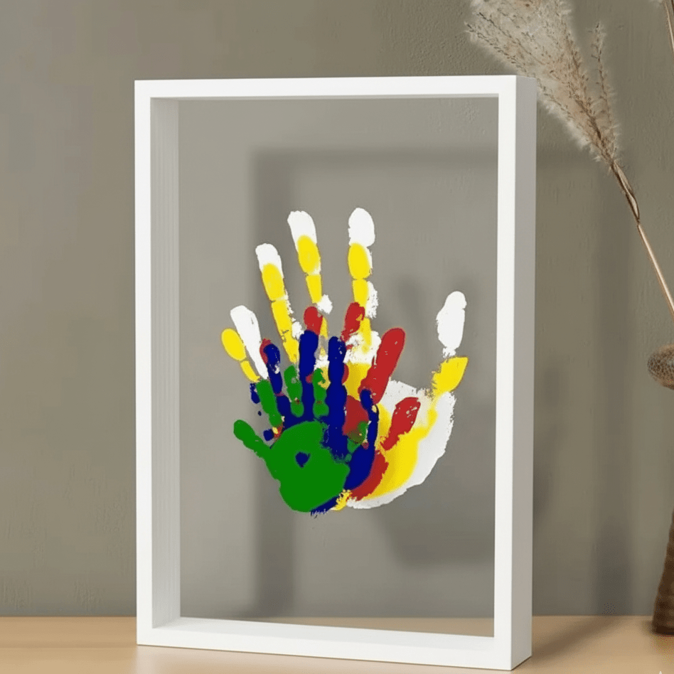 Wooden baby memory frame with soft non-toxic clay for preserving handprints and footprints - Euroselle