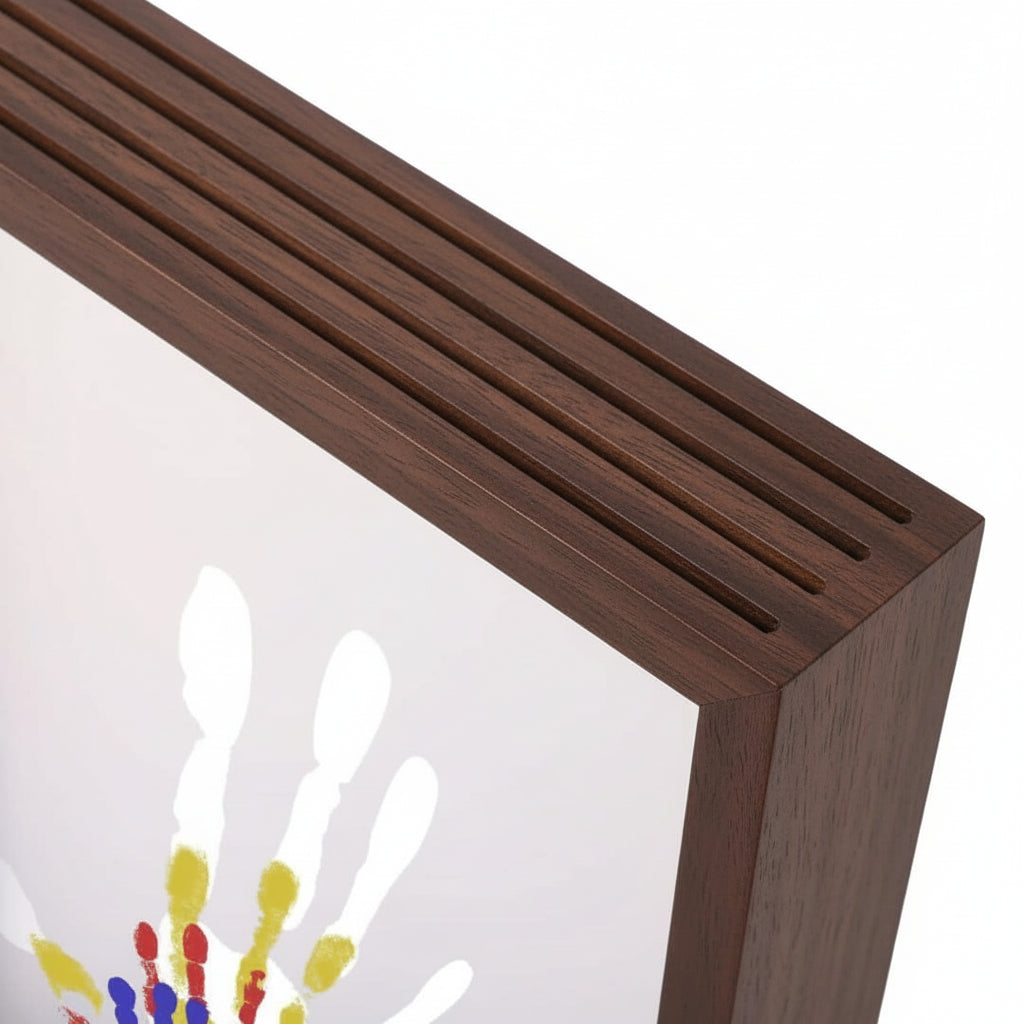 Wooden baby memory frame with soft non-toxic clay for preserving handprints and footprints - Euroselle