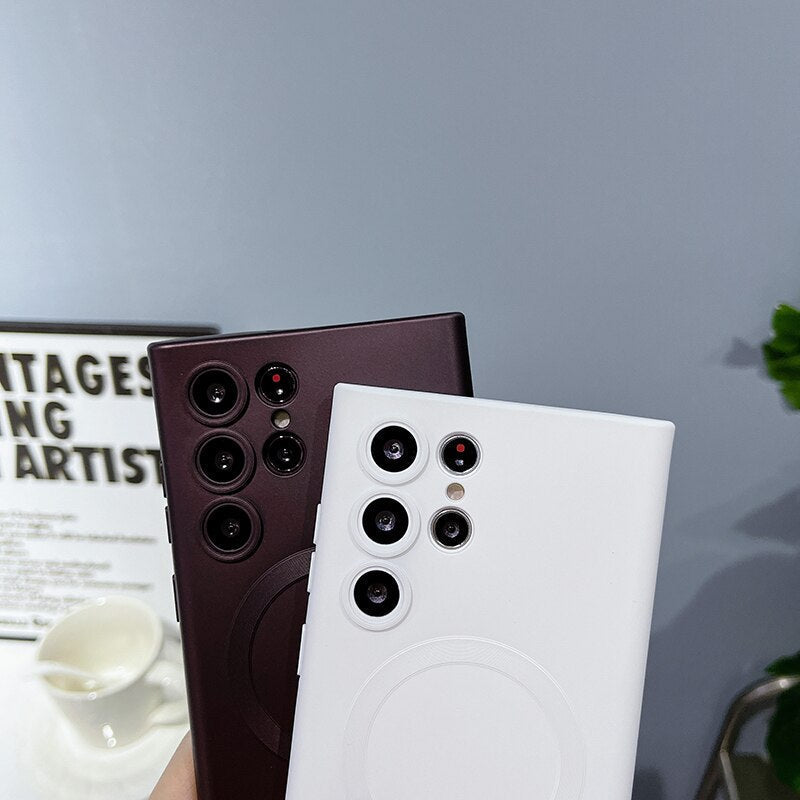 Magnetické bezdrátové pouzdro pro Samsung Galaxy — silikon s měkkým povrchem