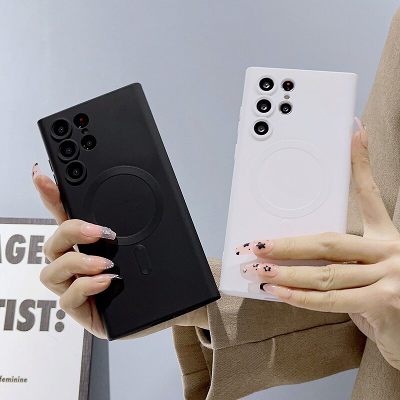 Magnetické bezdrátové pouzdro pro Samsung Galaxy — silikon s měkkým povrchem