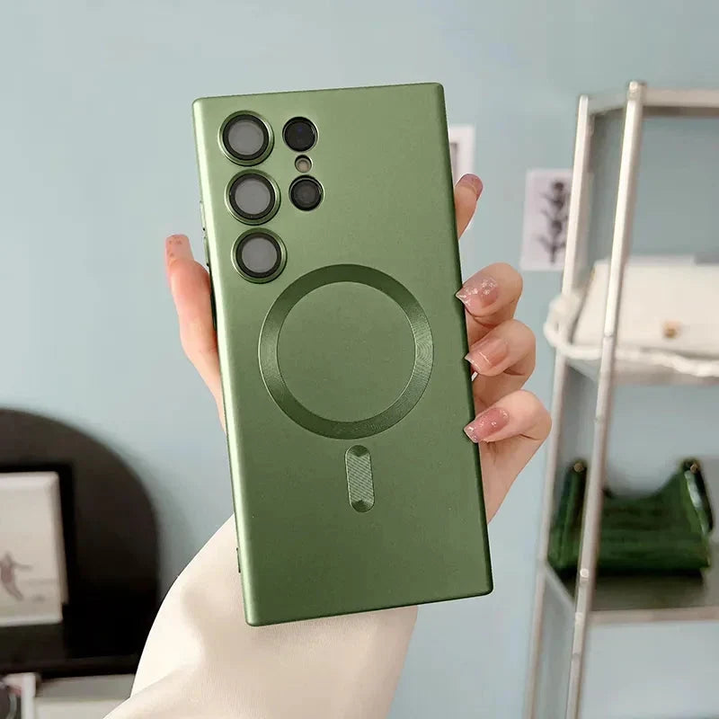 Magnetické bezdrátové pouzdro pro Samsung Galaxy — silikon s měkkým povrchem