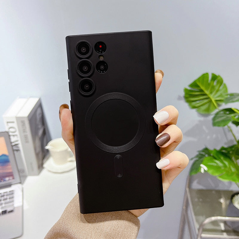 Magnetické bezdrátové pouzdro pro Samsung Galaxy — silikon s měkkým povrchem