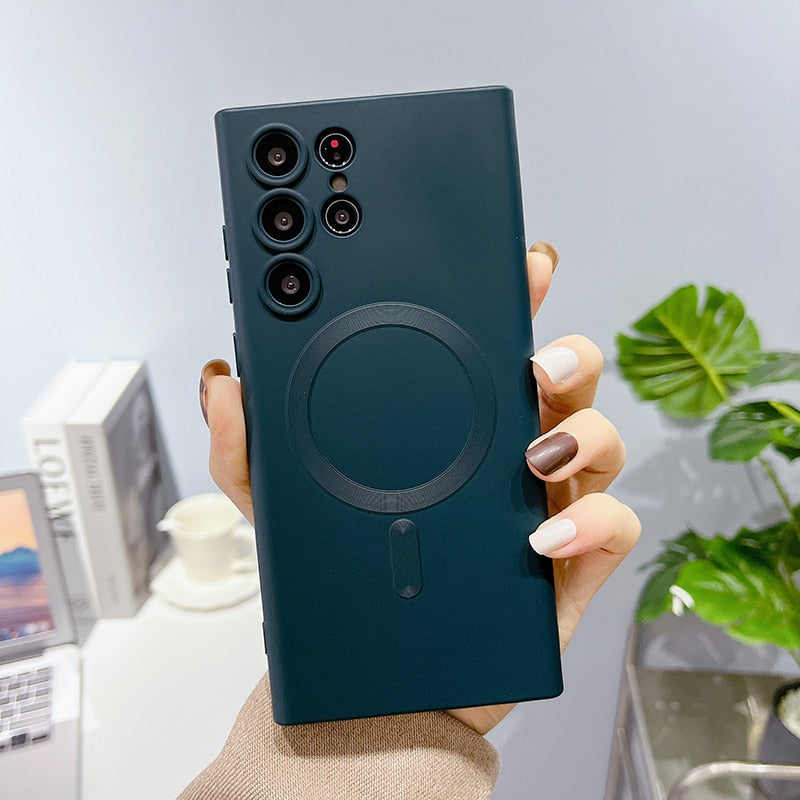 Magnetické bezdrátové pouzdro pro Samsung Galaxy — silikon s měkkým povrchem