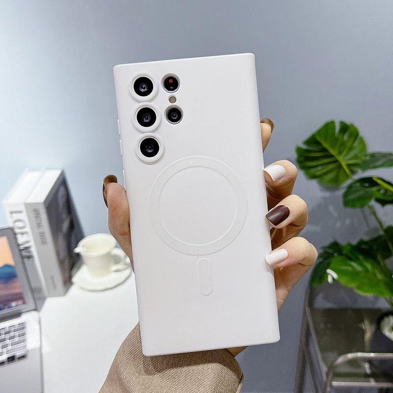 Magnetické bezdrátové pouzdro pro Samsung Galaxy — silikon s měkkým povrchem