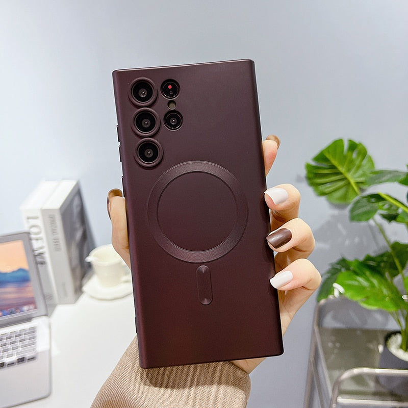 Magnetické bezdrátové pouzdro pro Samsung Galaxy — silikon s měkkým povrchem