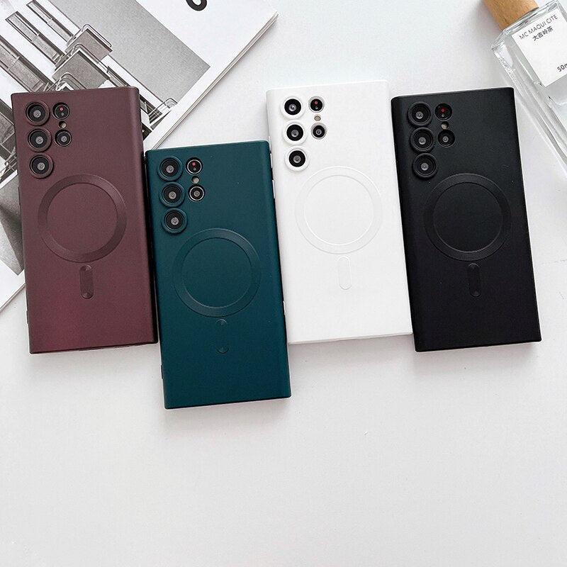 Magnetické bezdrátové pouzdro pro Samsung Galaxy — silikon s měkkým povrchem
