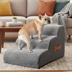Weiche Schaumstoff-Hundetreppen mit gelenkschonender Steigung, rutschfester Basis und waschbarem Bezug für sicheren Zugang zu Bett und Sofa - Euroselle