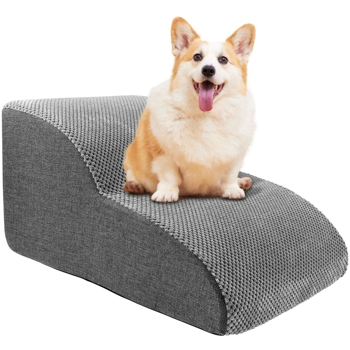 Weiche Schaumstoff-Hundetreppen mit gelenkschonender Steigung, rutschfester Basis und waschbarem Bezug für sicheren Zugang zu Bett und Sofa - Euroselle