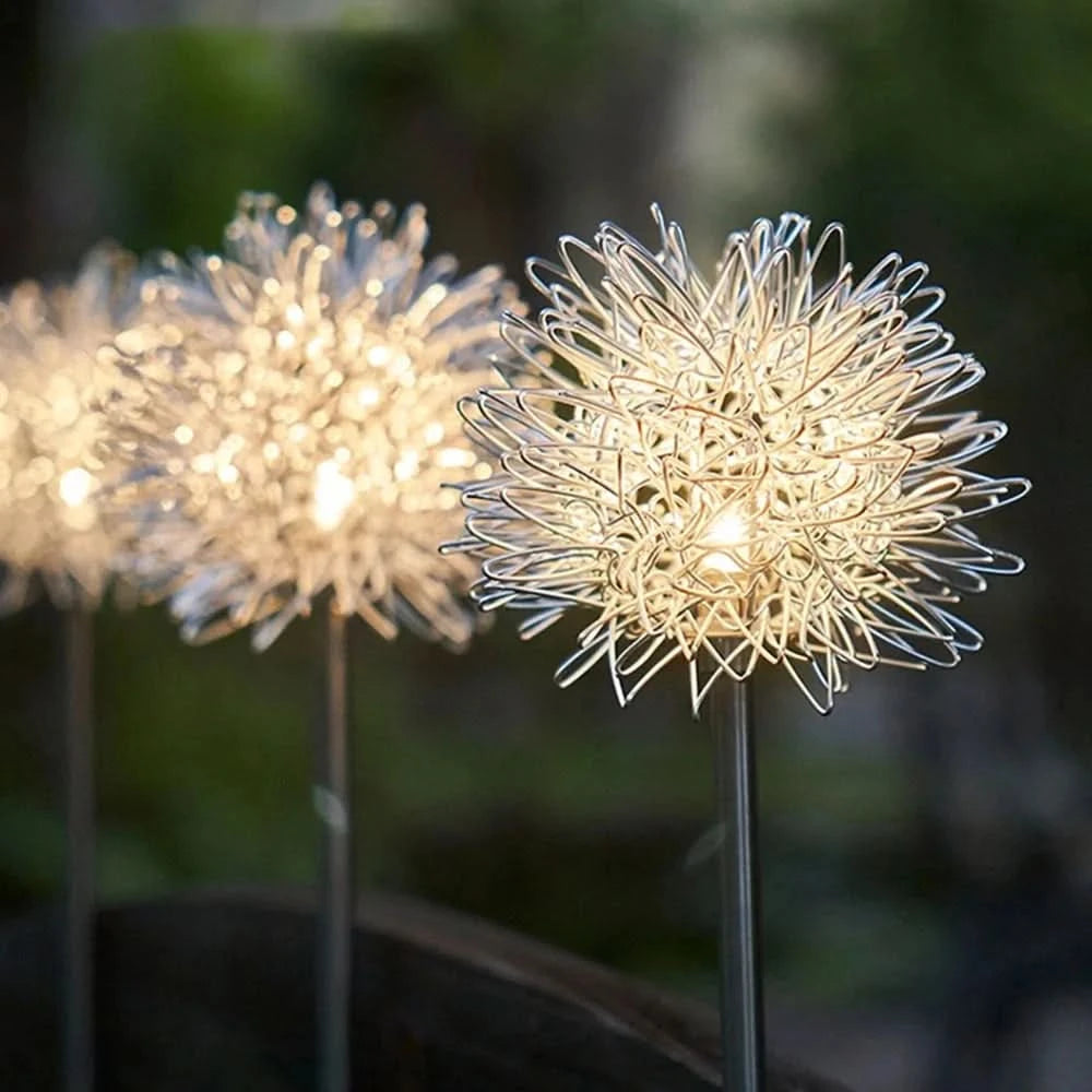Lampada di design Euroselle Solar Dandelion, LED bianco caldo, bianca e multicolore, in acciaio inossidabile IP65