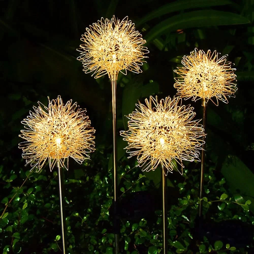 Lampada di design Euroselle Solar Dandelion, LED bianco caldo, bianca e multicolore, in acciaio inossidabile IP65