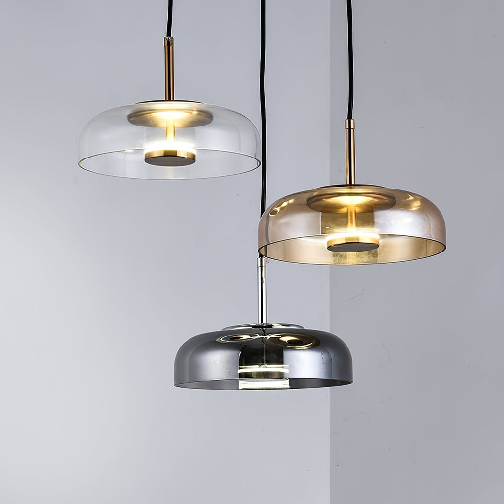 Aureline Brass Glass Solar LED Pendant Light Interior