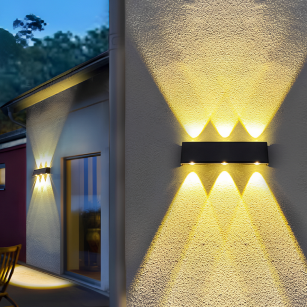 Wandleuchte Solar Außen LED doppelte Richtung IP65 Aluminium | Euroselle