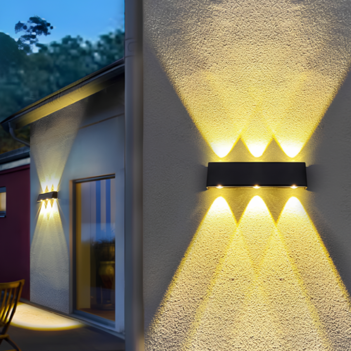 Wandleuchte Solar Außen LED doppelte Richtung IP65 Aluminium | Euroselle