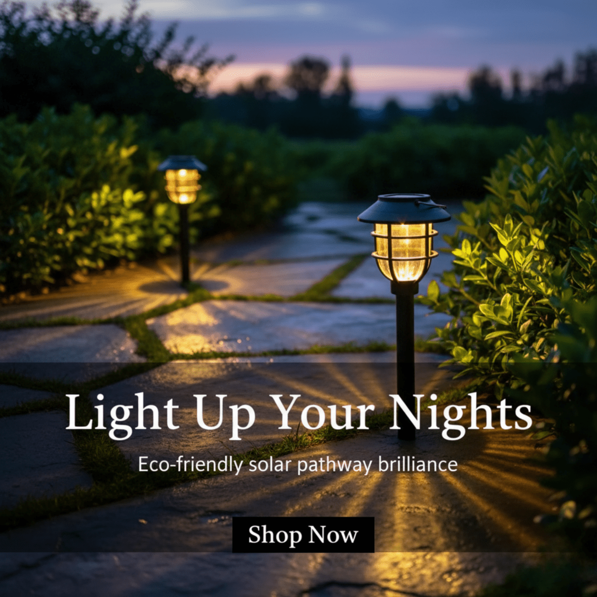 תאורת שביל סולארית EverGlow — נורות LED חכמות ובהירות, גופי תאורה חיצוניים קומפקטיים