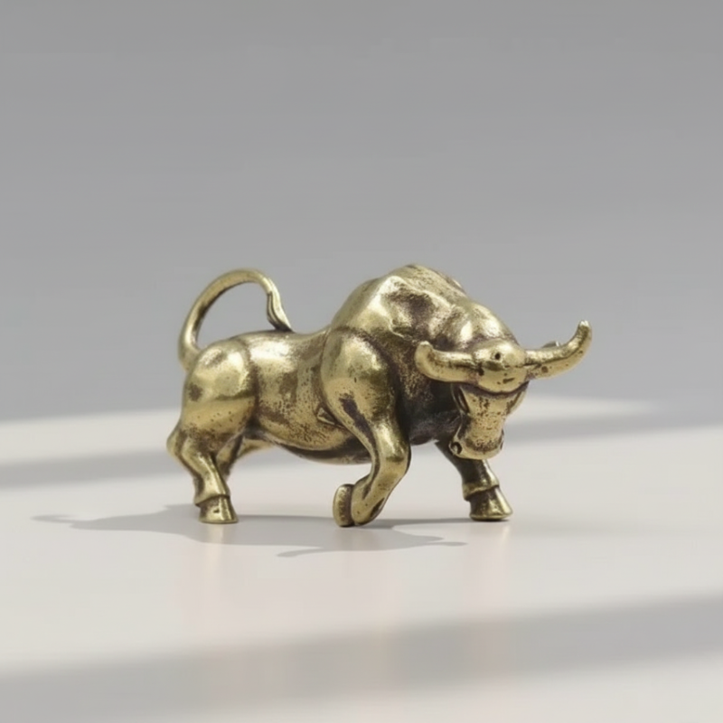 Solid Brass Bull Figurine Handcrafted Symbol of Strength and Prosperity - Euroselle