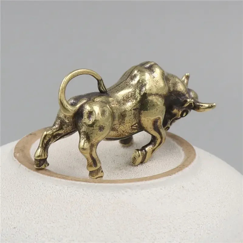 Solid Brass Bull Figurine Handcrafted Symbol of Strength and Prosperity - Euroselle