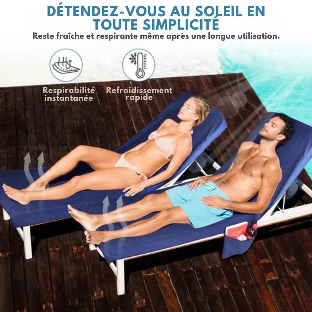 Telo da spiaggia Coastline — Superficie antiscivolo, tasche, lembi elasticizzati