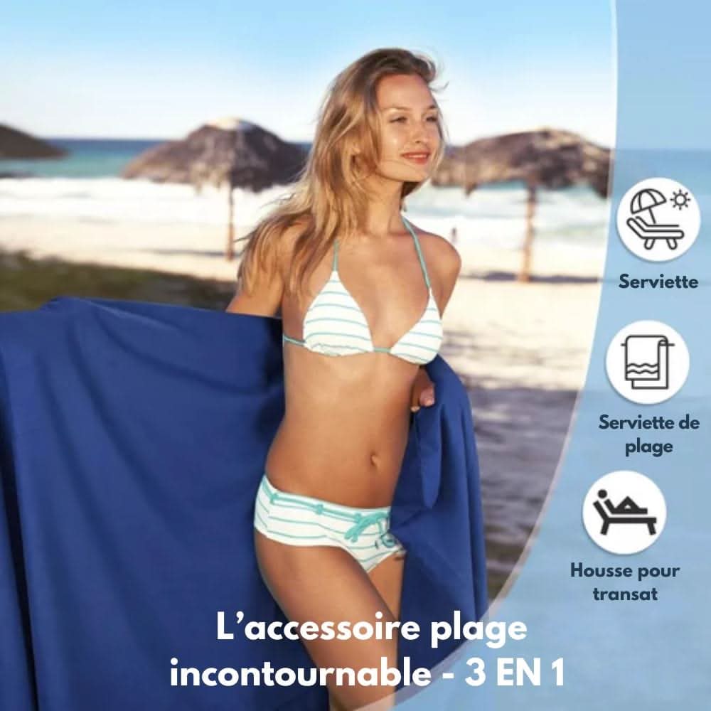 Telo da spiaggia Coastline — Superficie antiscivolo, tasche, lembi elasticizzati