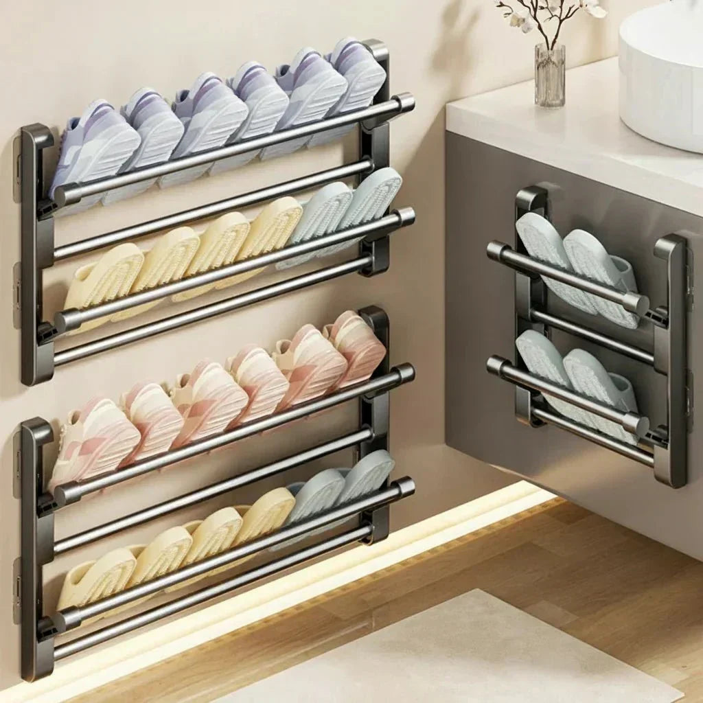 Wall-Mounted Shoe Rack — Drainage Base, Vertical Storage Rack