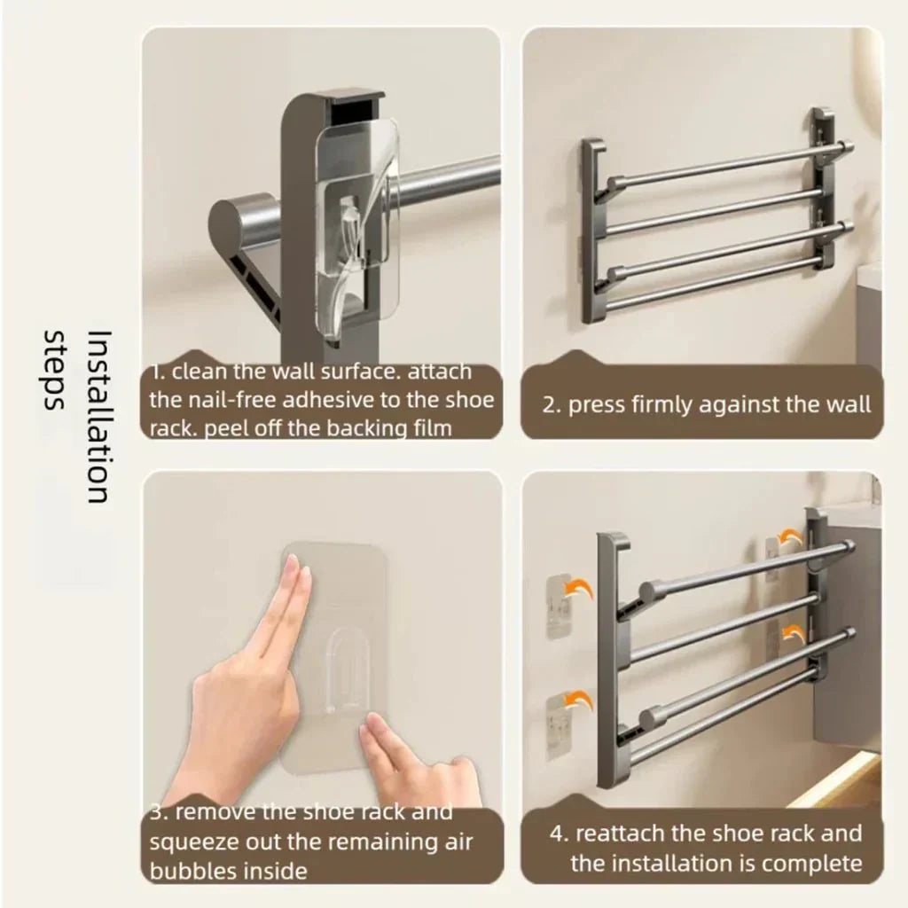 Wall-Mounted Shoe Rack — Drainage Base, Vertical Storage Rack