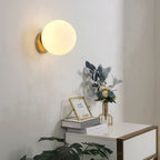 Sphere Bedside Wall Light Glass Shade Gold Metal E27 Single Light Fixture | Euroselle