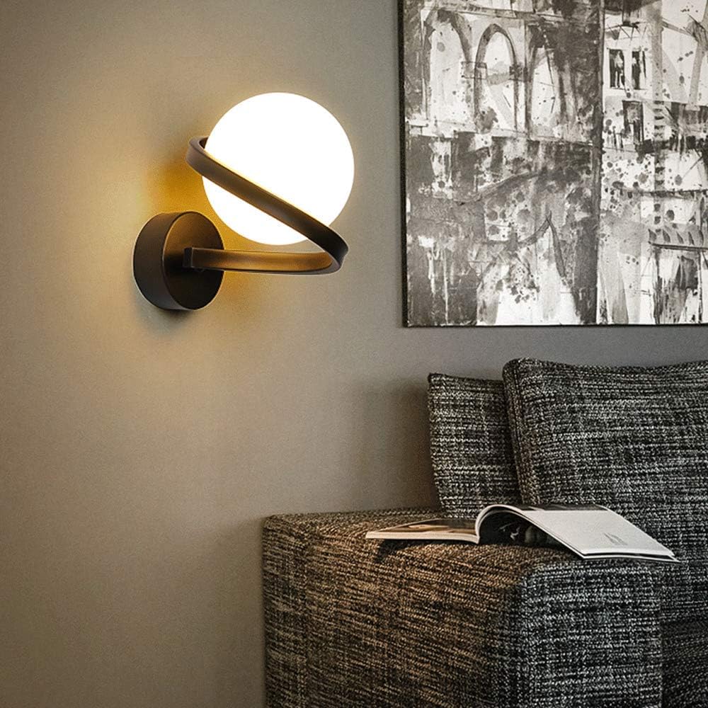 Spiral Glass Wall Lamp, Matte Black Finish, LED Light Source | Euroselle