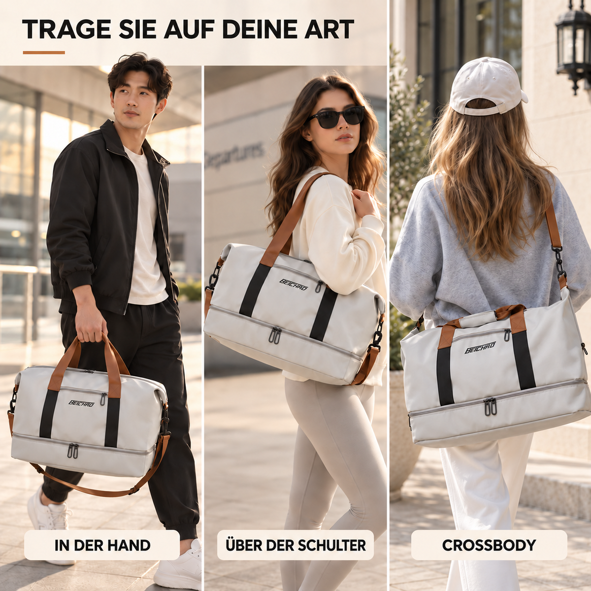 Wochenend-Reisetasche – Schuhfach, Nass-Trocken-Trennung