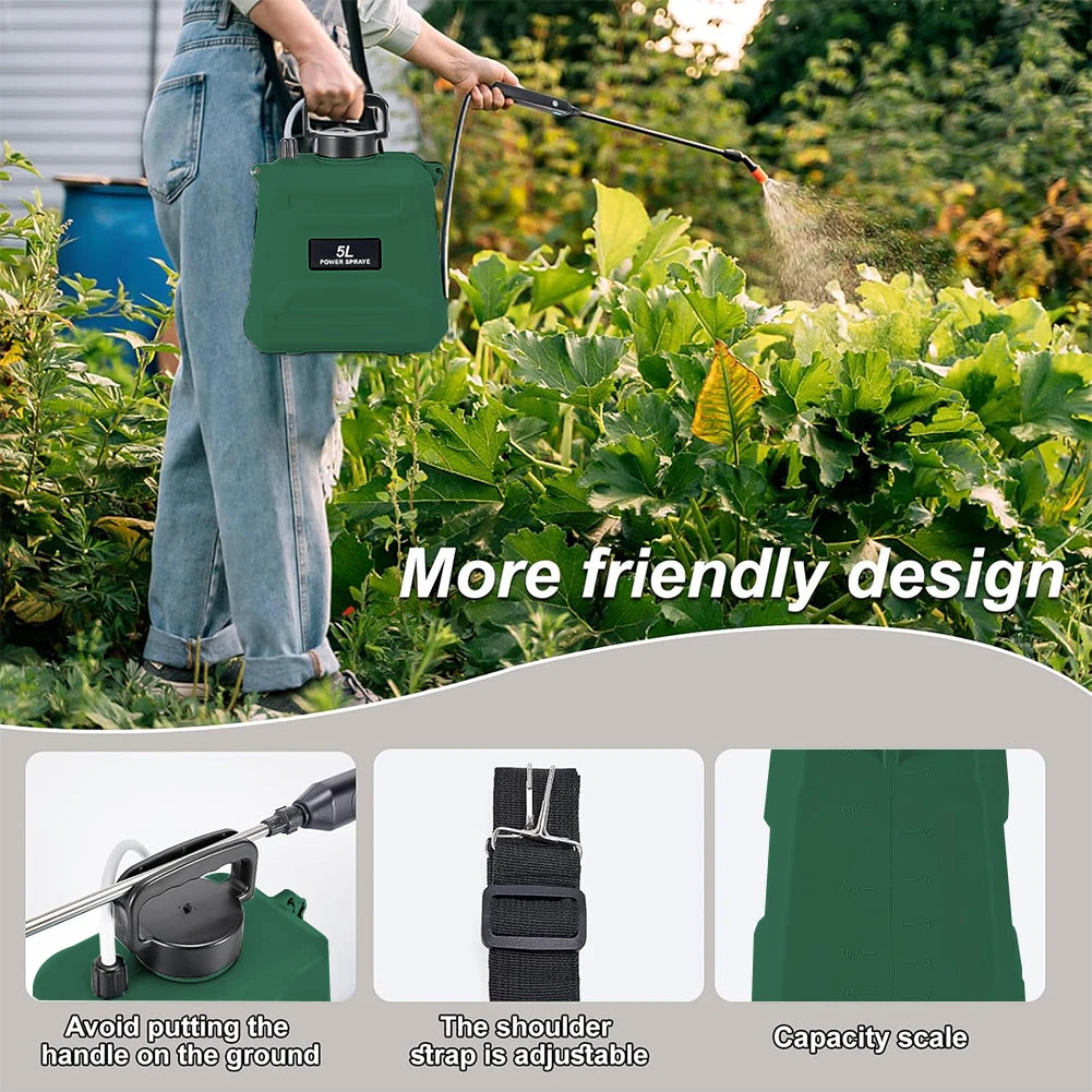 Portable 5L Spray Pump with Adjustable Nozzle & USB Rechargeable - Euroselle