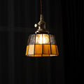 Geometric Glass Shade Hanging Light Fixture 6-Inch Brass Accents Adjustable for Counter Island Dining Table Modern Ceiling Suspended Lamp
