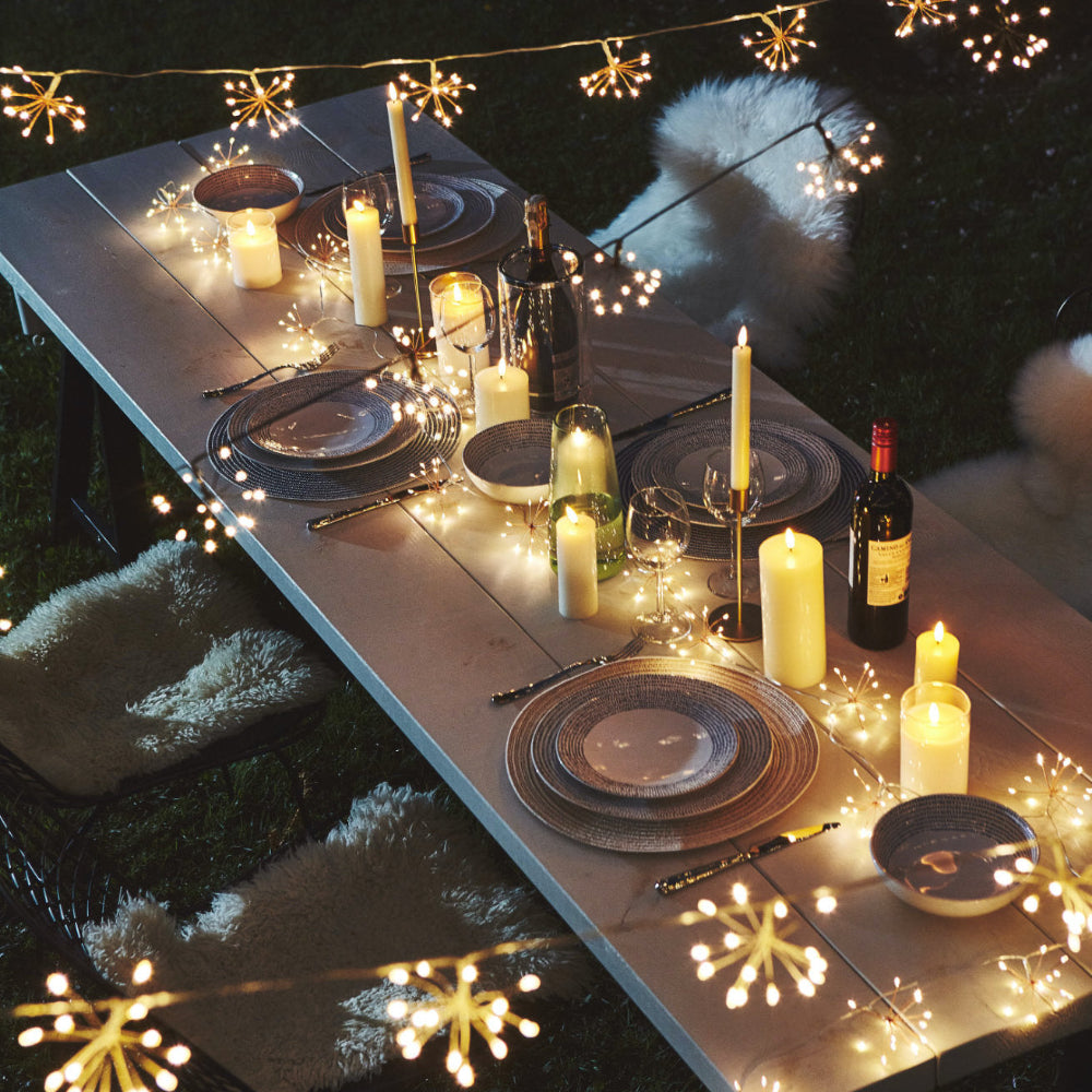 Luces decorativas de cobre con forma de estrella — LED de luz blanca cálida, a pilas y con enchufe
