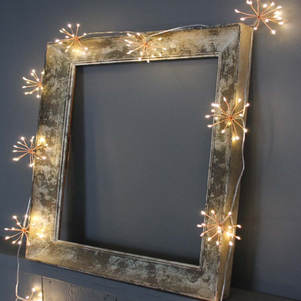 Luces decorativas de cobre con forma de estrella — LED de luz blanca cálida, a pilas y con enchufe