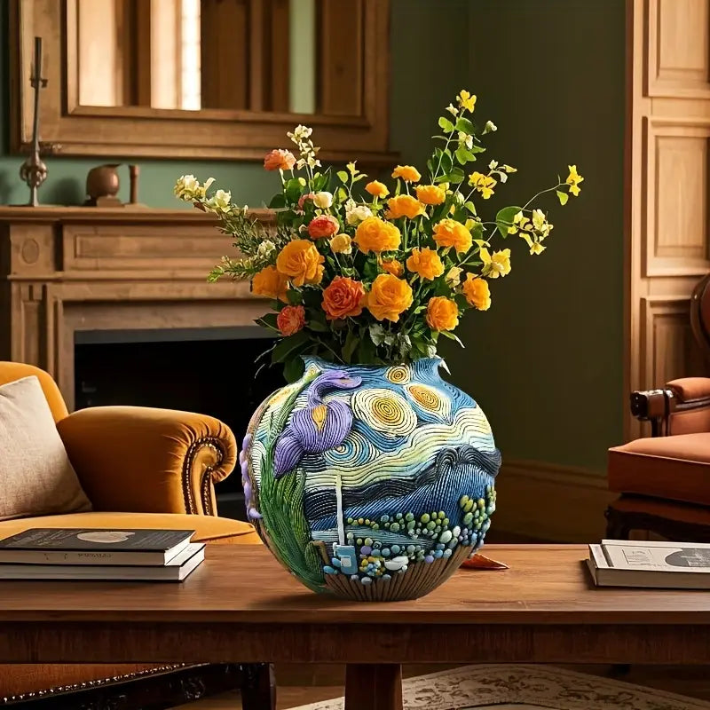 Van Gogh-Inspired Handcrafted Vase for Elegant Home Décor - Euroselle