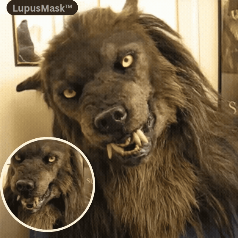 Maschera da lupo mannaro in silicone realistico con copertura integrale della testa e pelliccia sintetica