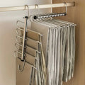 Stainless Steel Multi-Bar Hanger — Rotating Pants & Scarf Organizer