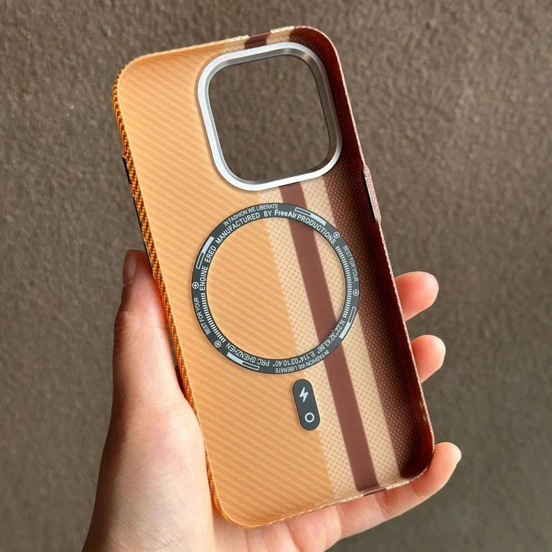Etui z włókna węglowego o fakturze, amortyzujące wstrząsy, do iPhone’a 12-17